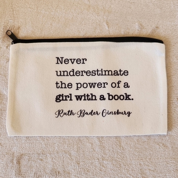"Never Underestimate the Power of a Girl With a Book," Cosmetic Bag Zippet Pouch - Picture 1 of 5